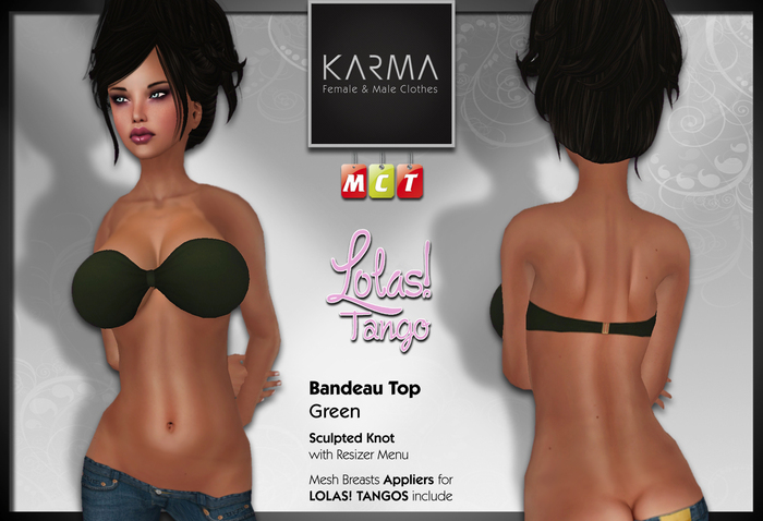 Karma - Bandeau Top Green with Lolas Tango Applier
