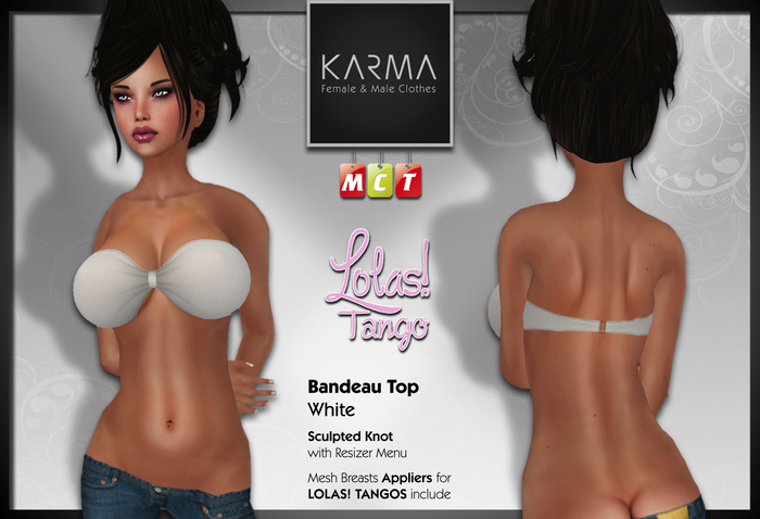 Karma - Bandeau Top White with Lolas Tango Applier
