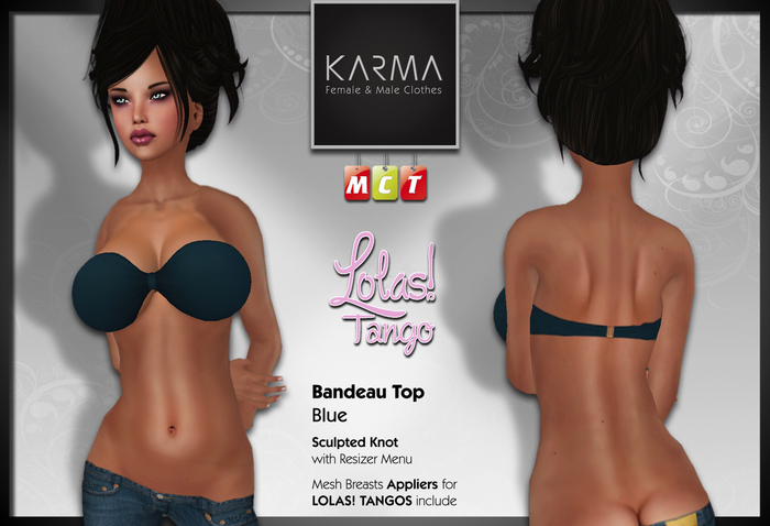Karma - Bandeau Top Blue with Lolas Tango Applier