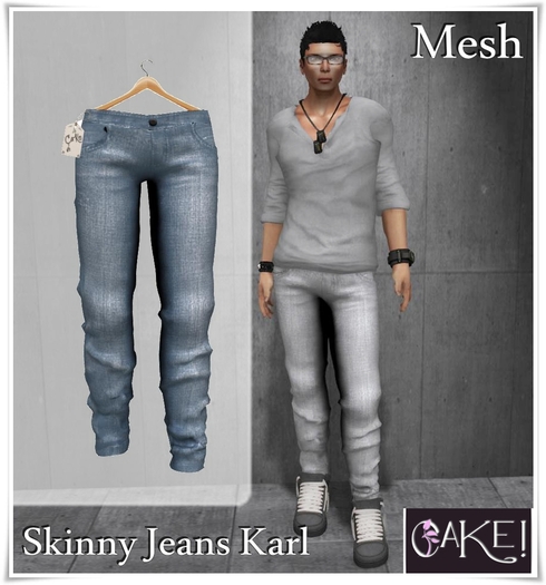 [[>CaKe!<]]  Skinny Jeans Karl Mesh-Light Blue