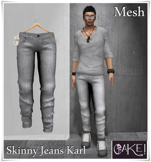 [[>CaKe!<]]  Skinny Jeans Karl Mesh-Grey