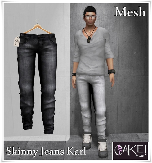[[>CaKe!<]]  Skinny Jeans Karl Mesh-Black