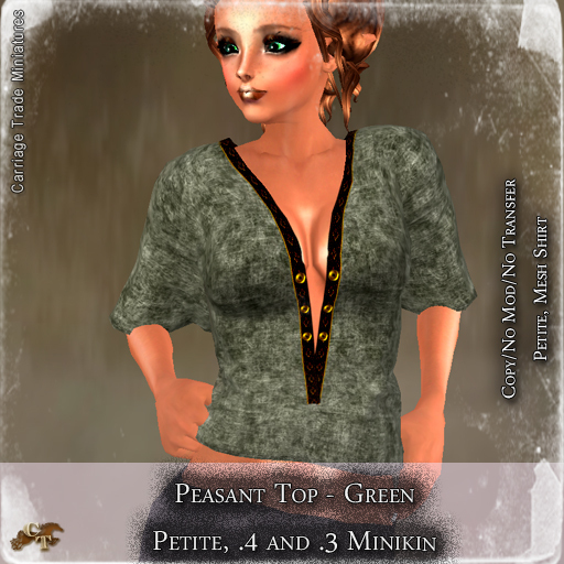 @CTM@ Peasant Top  (PETITE ONLY)  Green