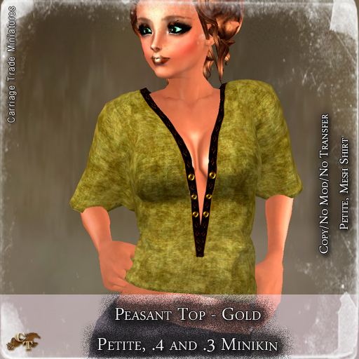 @CTM@ Peasant Top  (PETITE ONLY)  Gold