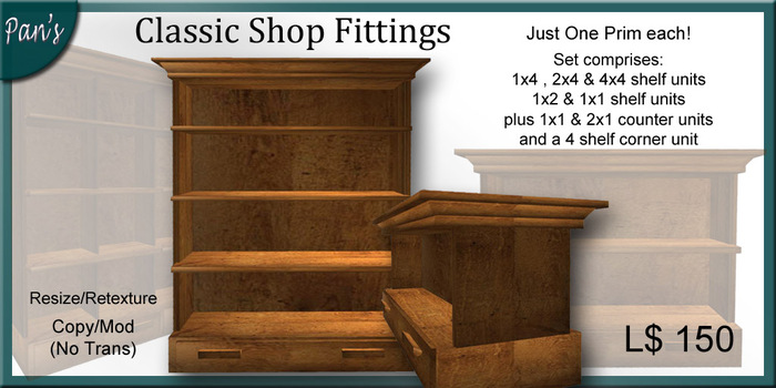 Pan's Classic Shop Fittings Shelf Package