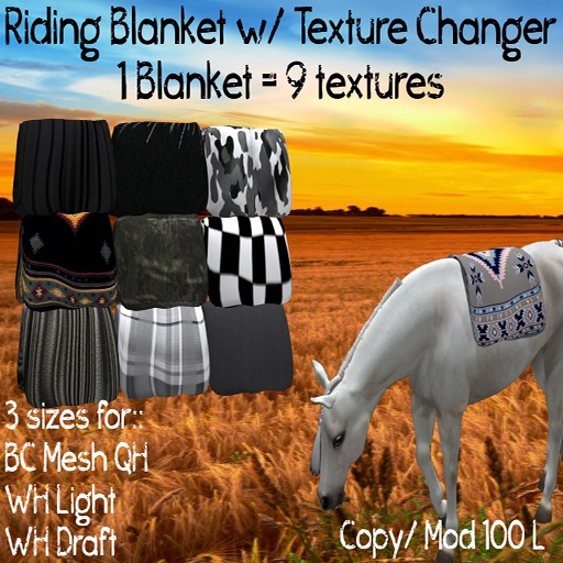 (DD&DE) Riding Blankets w/Texture Changer (darks)