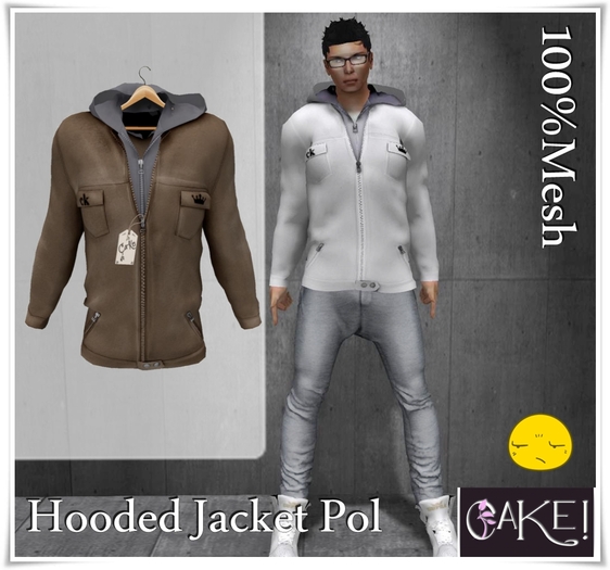 [[>CaKe!!<]]-Hooded Jacket Mesh Pol-Brown