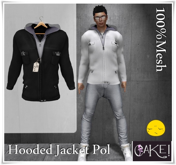 [[>CaKe!!<]]-Hooded Jacket Mesh Pol-Black