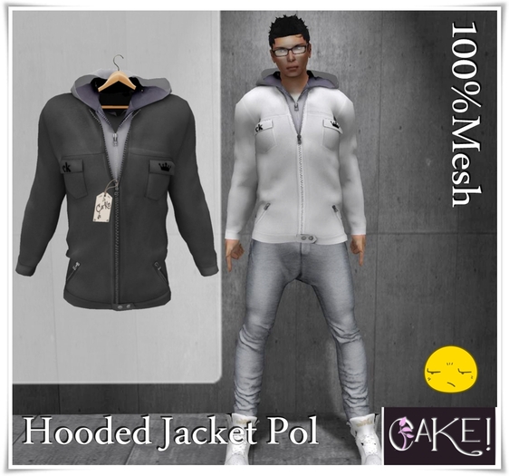 [[>CaKe!!<]]-Hooded Jacket Mesh Pol-Grey