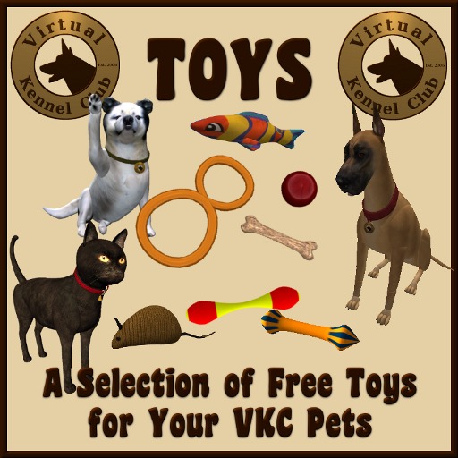 Second Life Marketplace VKC Toy Box Toys and Accessories for Virtual Kennel Club Pets