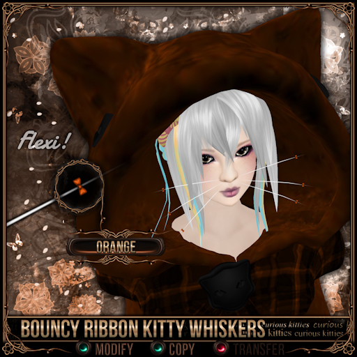 =^.^= Curious Kitties - Bouncy Ribbon Kitty Whiskers - Orange