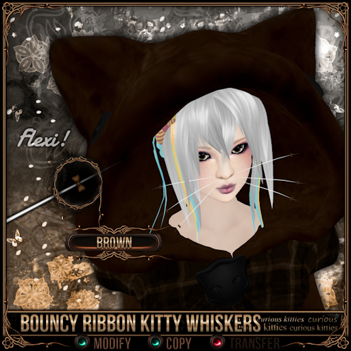 =^.^= Curious Kitties - Bouncy Ribbon Kitty Whiskers - Brown