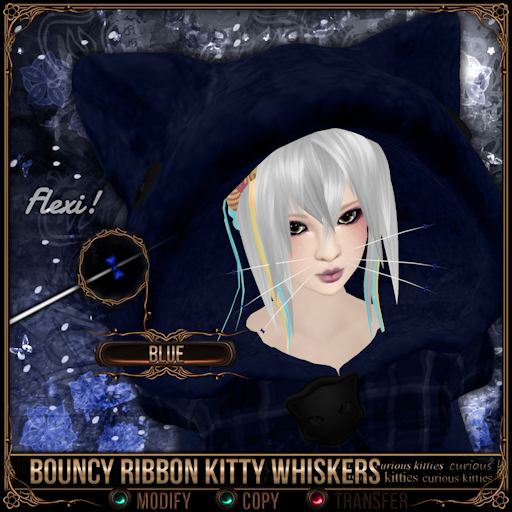 =^.^= Curious Kitties - Bouncy Ribbon Kitty Whiskers - Blue