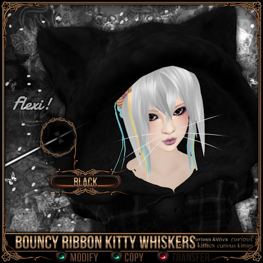=^.^= Curious Kitties - Bouncy Ribbon Kitty Whiskers - Black