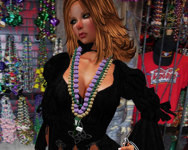 Mardi Gra Beads and Lantern