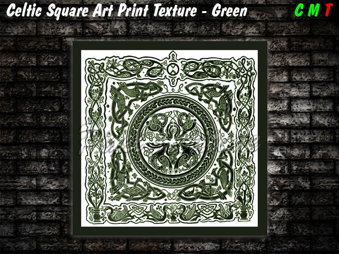 Celtic Square Art Print Texture Green