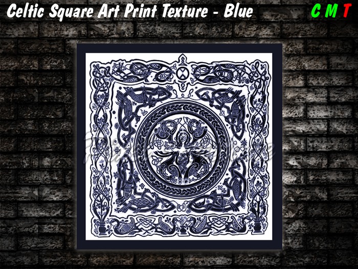 Celtic Square Art Print Texture Blue
