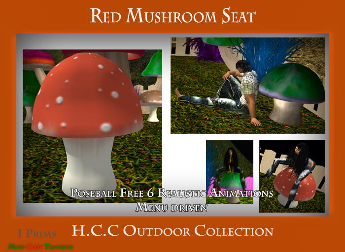 H.C.C Mushroom Seat Red - Poseball Free seat 