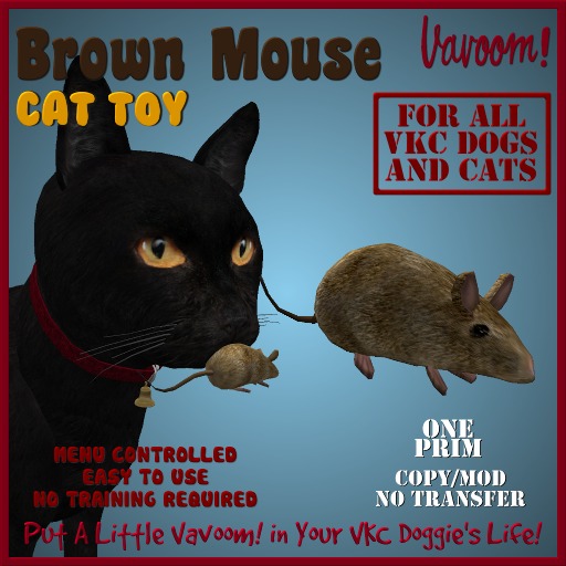 Brown Mouse Pet Toy By Vavoom! Boxed - Toys and Accessories for Virtual Kennel Club (VKC®) Pets - No Training REquired