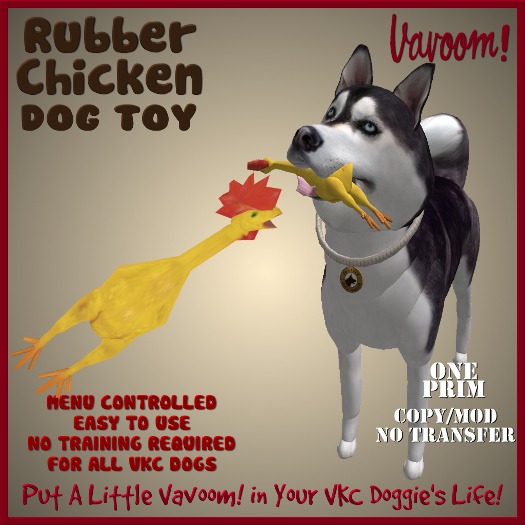 Rubber Chicken Pet Toy by Vavoom! Boxed - Toys and Accessories for Virtual Kennel Club (VKC®) Pets -No Training Required