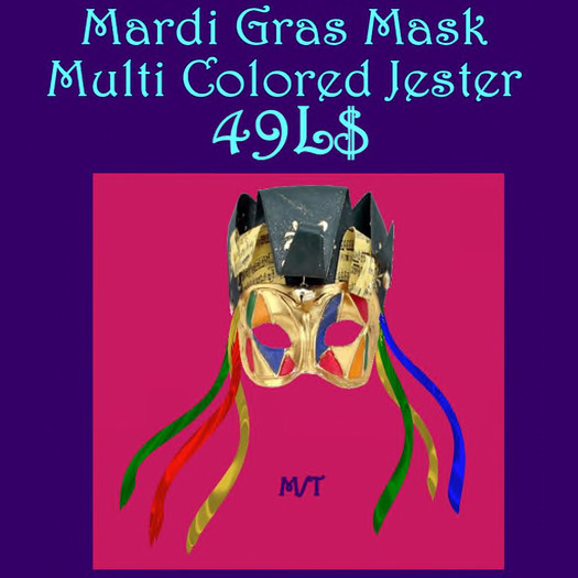 Mardi Gras Mask Multi Colored Jester