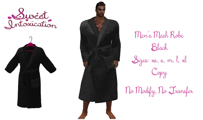 ::Sweet Intoxication:: Men's Mesh Robe- Black