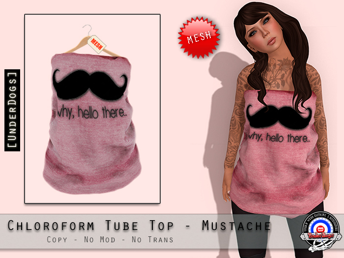 [UnderDogs] - Chloroform Tube Top - Mustache  - Mesh  