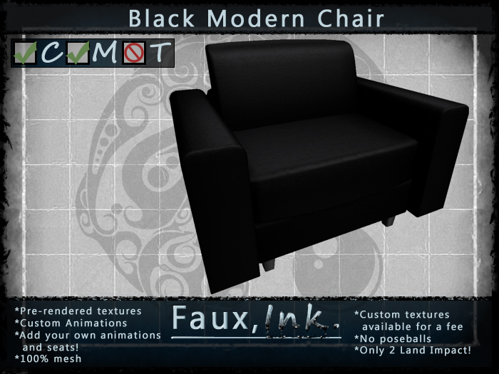 [Faux, Ink.] Black Modern Loveseat (Boxed)