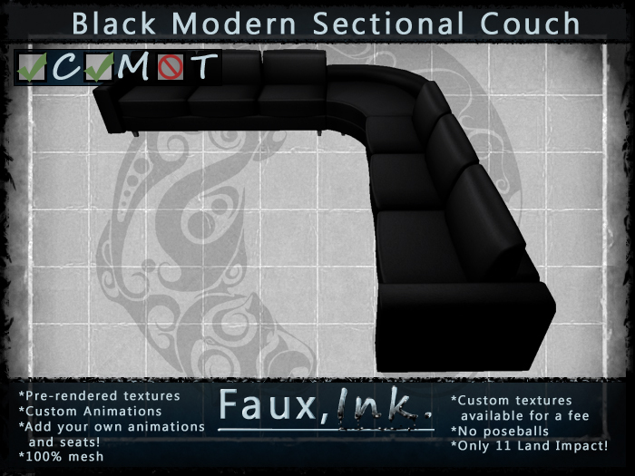 [Faux, Ink.] Black Modern Loveseat (Boxed)