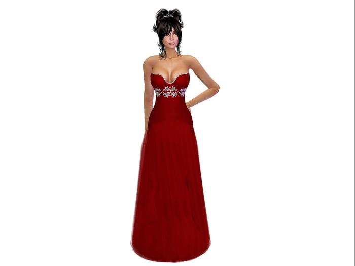 Zennya's Closet Lacey Red Gown Formal Dress Elegant