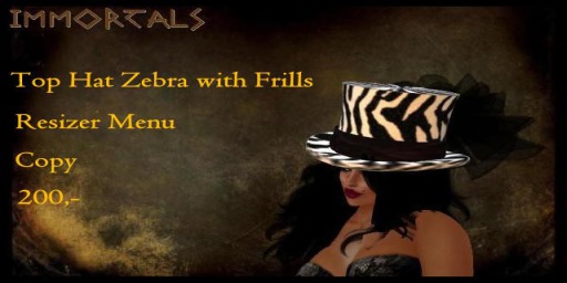 IMMORTALS ZEBRA TOP HAT W/FRILLS