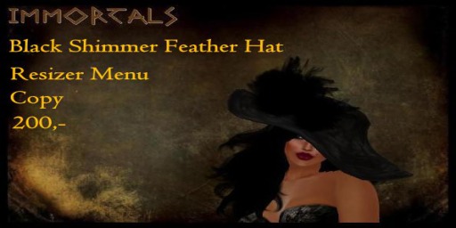 IMMORTALS BLACK SHIMMER FEATHER HAT