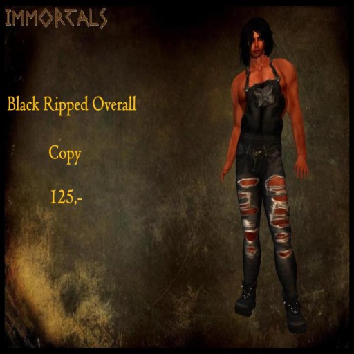 IMMORTALS BLACK RIPPED OVERALLS