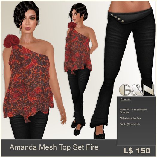 G&N Quality Design Amanda Mesh Top Set Fire