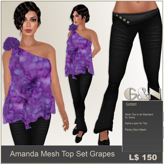 G&N Quality Design Amanda Mesh Top Set Grapes