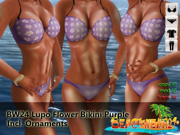 BW24 Luo Flower Bikini Purple Tex