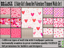 Ro!Act Designs 12 Baby Girl Room Red Valentine Trimmed Walls S1