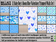 Ro!Act Designs 12 Baby Boy's Room Blue Valentines Trimmed Walls Set 1