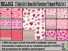 Ro!Act Designs 12 Baby Girl Room Red Valentine Trimmed Walls S2
