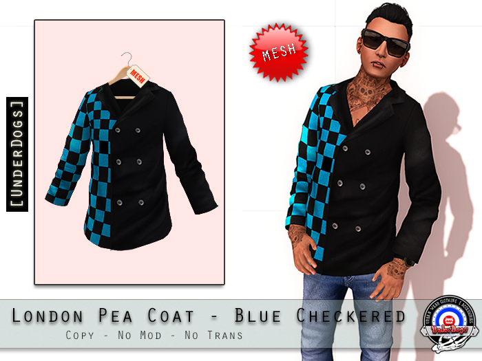 [UnderDogs] - London Peacoat - Blue Checkered - Mesh 