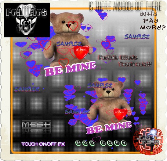 Valintines Mesh bear wit particlez hearts