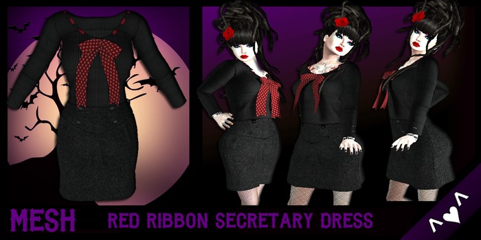 ^v^DRBC^v^Red Ribbon Secretary Dress