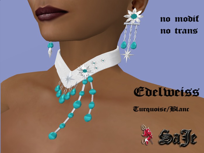 *SaJe* Edelweiss Turquoise/Blanc
