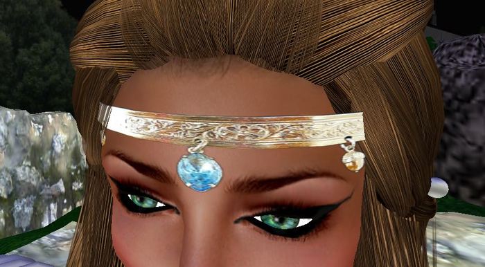 ~SE~Circlet-Aqua Gem Silver Acorns