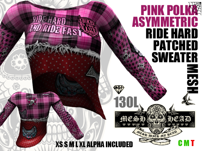 Mesh Head - Asymmetric Ride Hard Crop Sweater - All Sizes