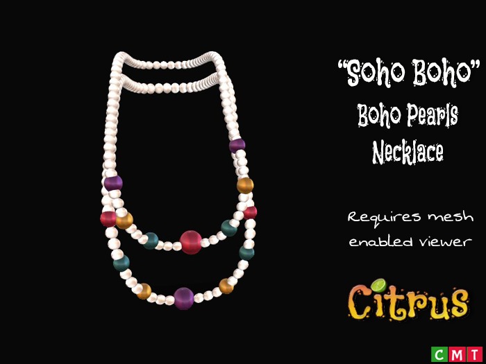 *Citrus* Soho Boho Pearl n Bead Necklace1