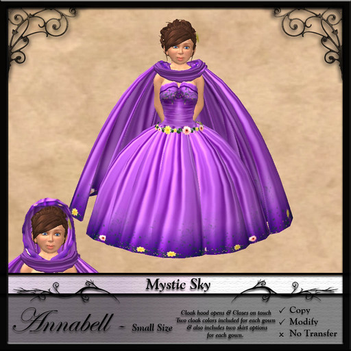 Children / Child / Tiny Sized Gown by ~Mystic Sky~ Small Annabell Gown: Purple 