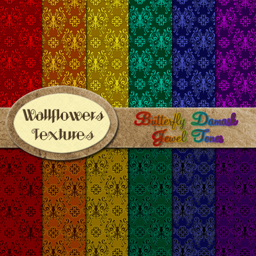 *Wallflowers* Jewel Tone Butterfly Damask