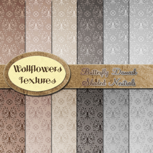 *Wallflowers* Shaded Neutral Butterfly Damask