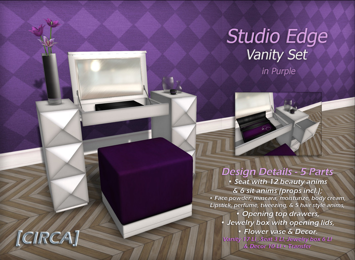 [CIRCA] - "Studio Edge" Vanity Set - in Purple - DISCOUNTED 60% Off 